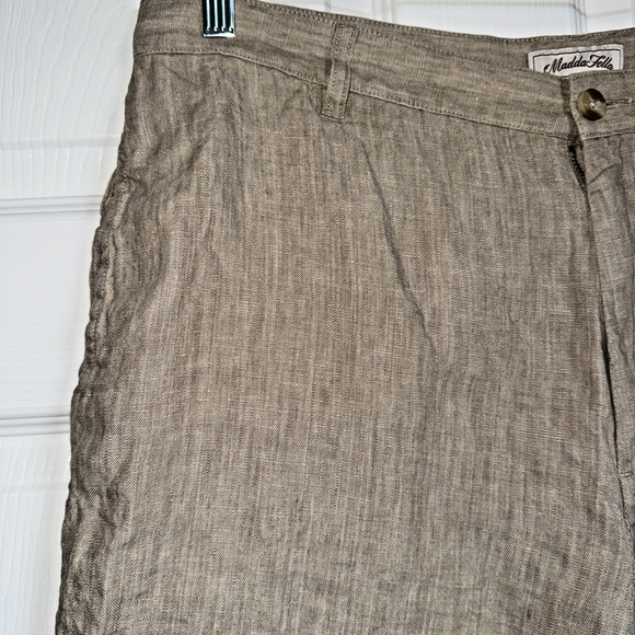 Madda Fella Key West Men's 100% Linen Shorts Brown Chino Slash Pockets Size 38 - Picture 8 of 14